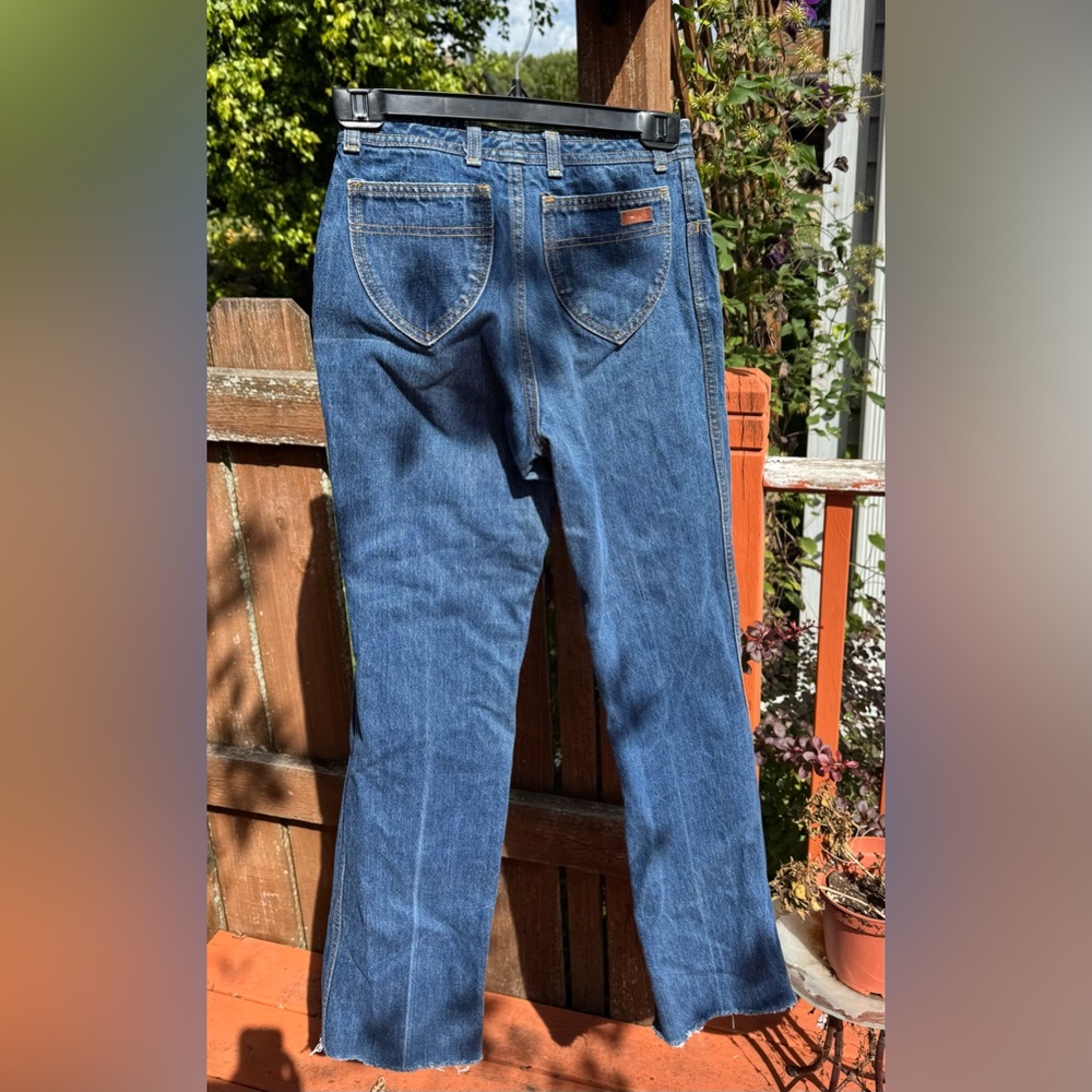 Vintage Blue Denim Bill Blass Designer Jeans.  Cut at the bottom.